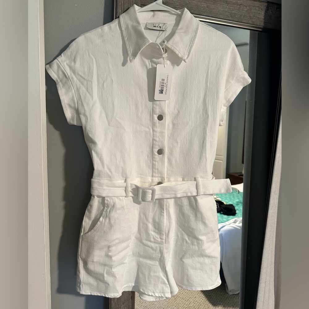 White Denim Romper